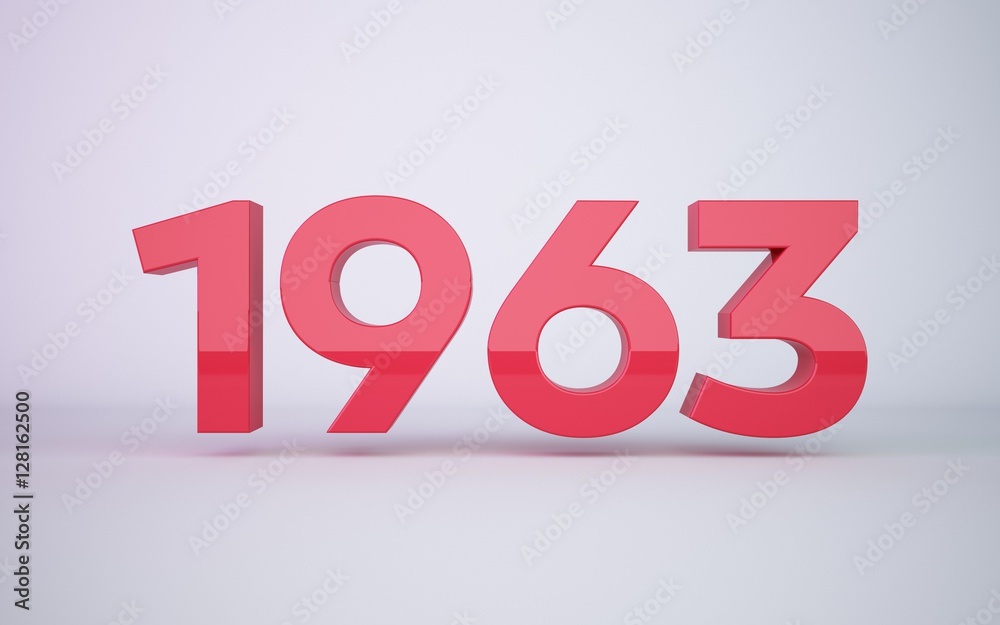 3d rendering red year 1963 on white background 3d rendering red year 1963 on white background