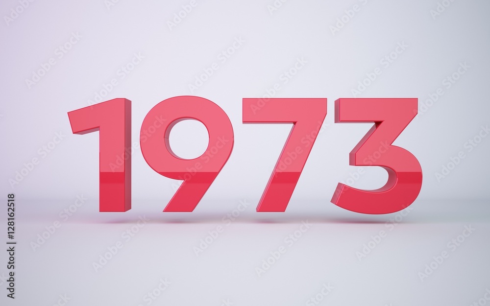 3d rendering red year 1973 on white background 3d rendering red year 1973 on white background