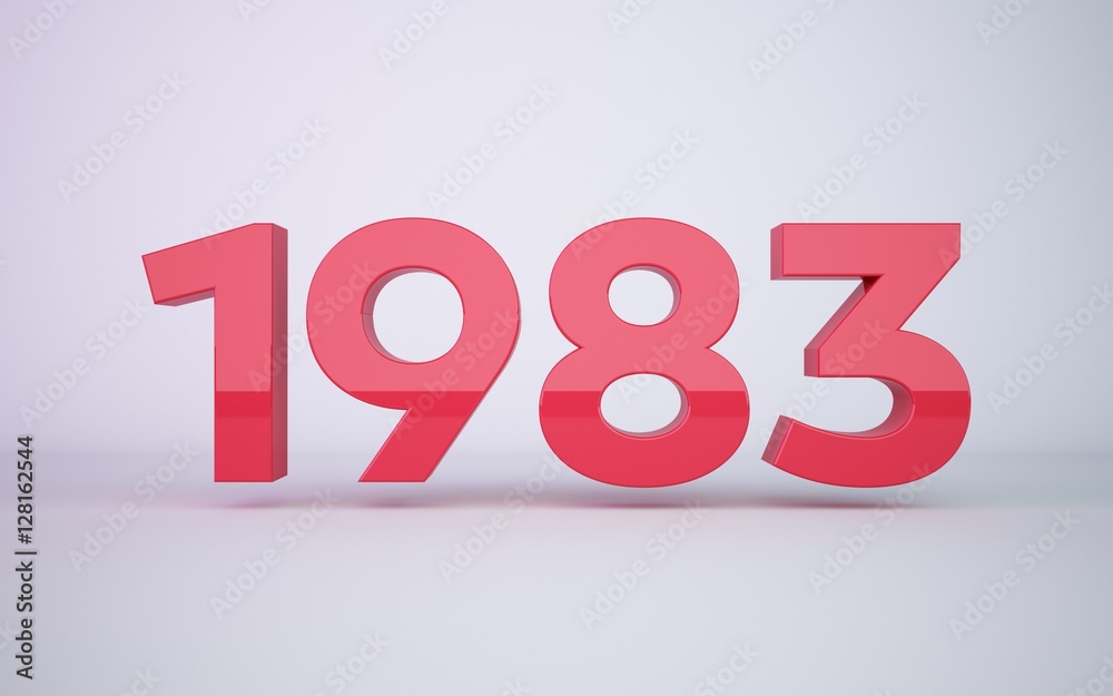 3d rendering red year 1983 on white background 3d rendering red year 1983 on white background