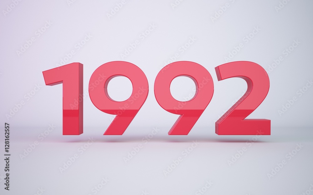 3d rendering red year 1990 on white background 3d rendering red year 1990 on white background