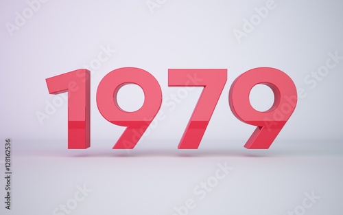 3d rendering red year 1979 on white background photo