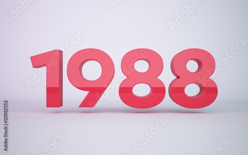 Naklejka 3d rendering red year 1988 on white background