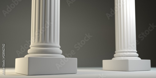 3d rendering illustration white columns and clean white background