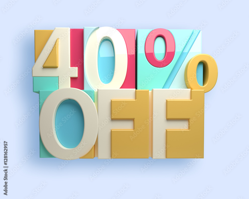 3d rendering colorful 40 percent off sale 3d rendering colorful 40 percent off sale