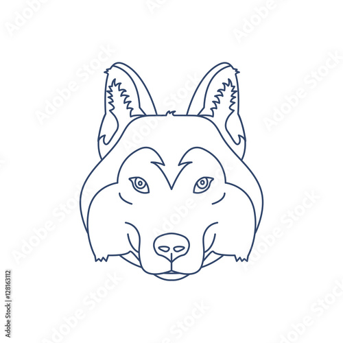 Husky or wolf head icon. Flat line illustration.