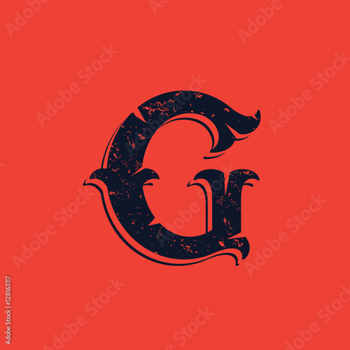 G letter logo in Vintage western victorian grunge style.