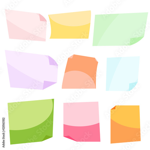 Wallpaper Mural Sticky colorful notes. Stationery clip vector. Memo reminder notes for message board. Torontodigital.ca