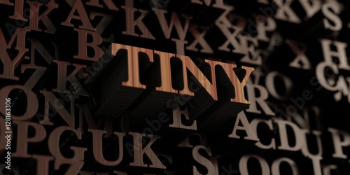 Tiny - Wooden 3D rendered letters/message. Can be used for an online banner ad or a print postcard.