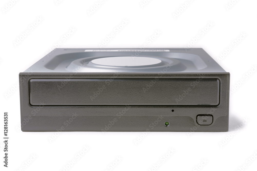 Fototapeta premium drive CD - DVD - Blu Ray with a black cap, white background