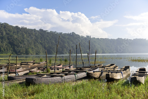 The traditional boats at Tamblingan Lake,Bali,Indonesia photo