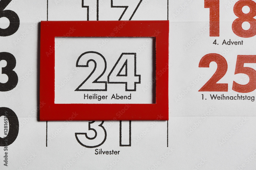 Kalender, Heiligabend, Weihnachten Stock Photo | Adobe Stock