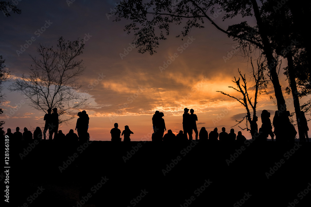 Silhouette of the tourist