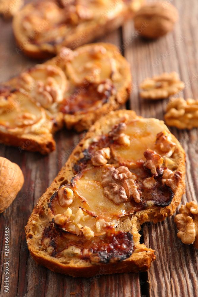 bread with cheese,walnut and honey