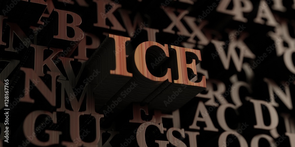 Ice - Wooden 3D rendered letters/message.  Can be used for an online banner ad or a print postcard.