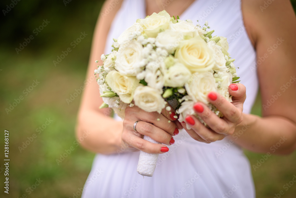 bouquet of flowers in hands bride bouquet of flowers in hands bride