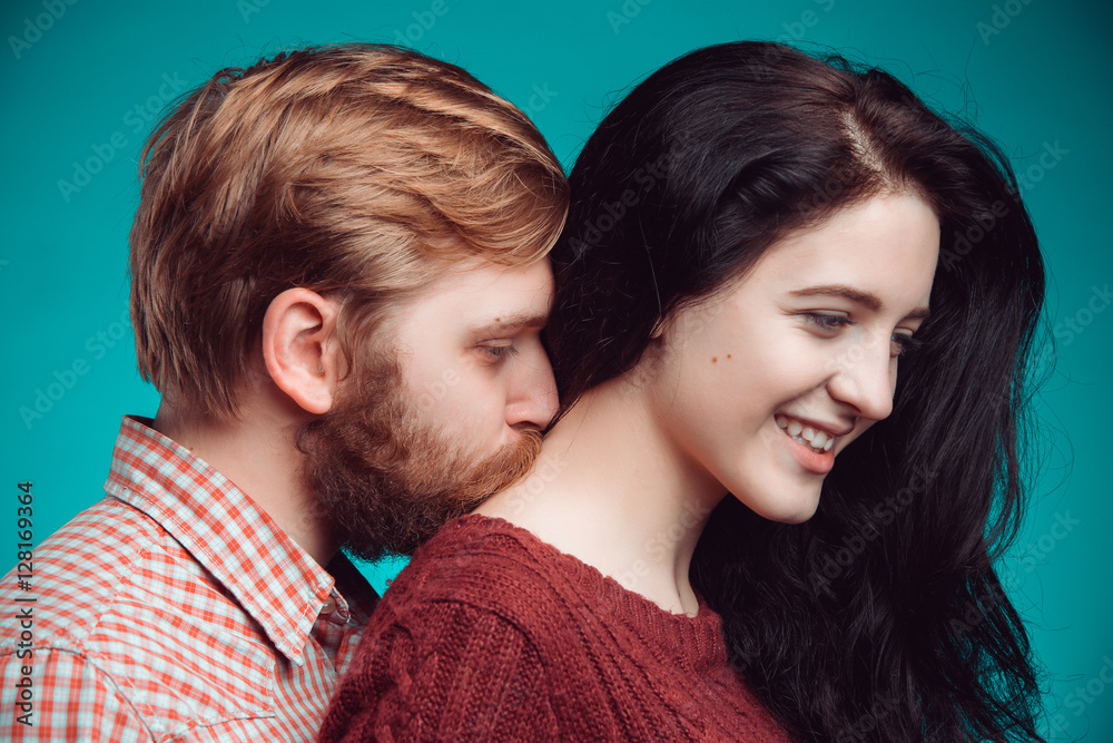 Young man and woman kissing Young man and woman kissing