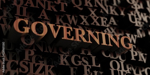 Governing - Wooden 3D rendered letters/message. Can be used for an online banner ad or a print postcard.