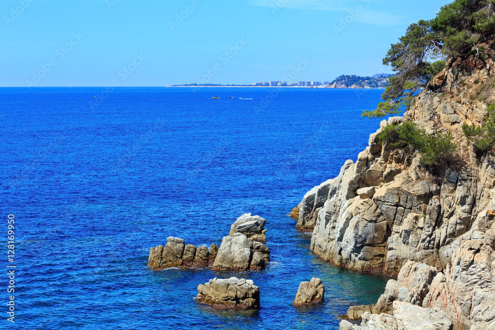 Summer sea rocky coast view (Spain).