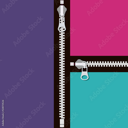 Zip background. Zipper cloth fashion style clothing  theme. Vector illustration