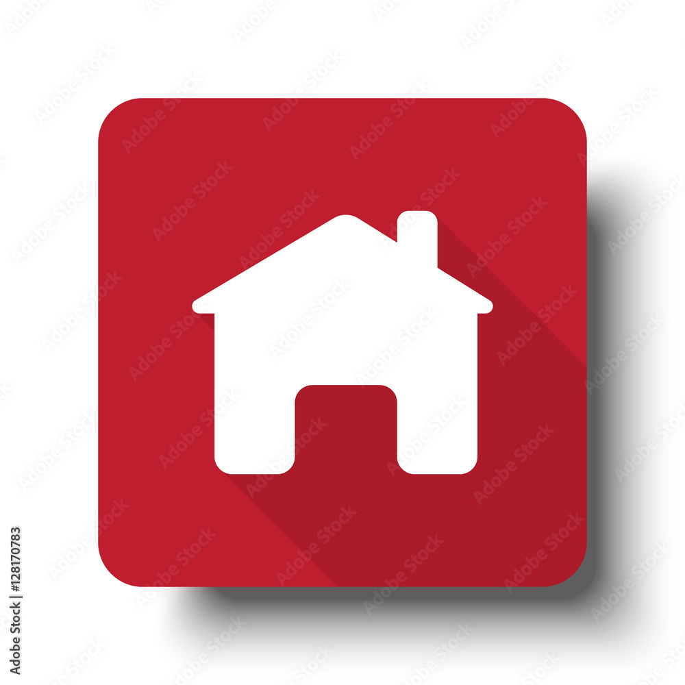Flat Home web icon on red button with drop shadow Flat Home web icon on red button with drop shadow