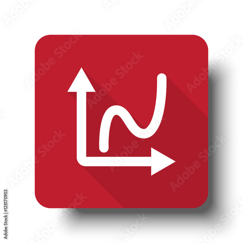 Flat Graph web icon on red button with drop shadow