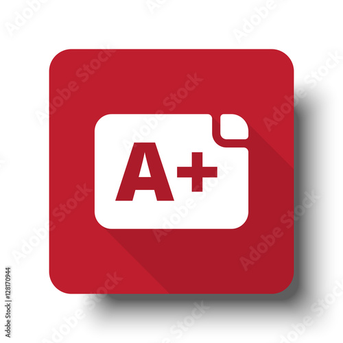 Flat Rating web icon on red button with drop shadow