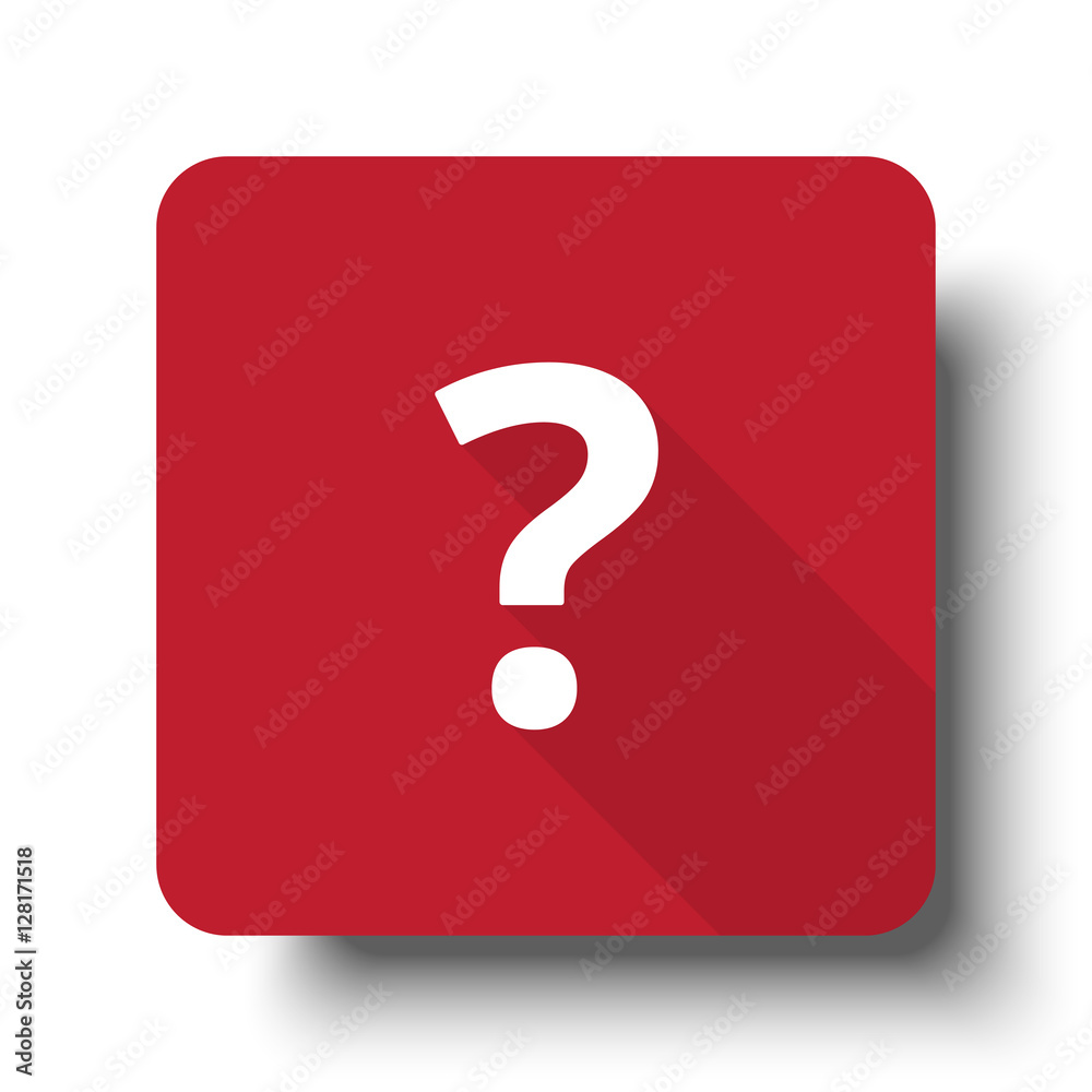 Flat Question Mark web icon on red button with drop shadow Flat Question Mark web icon on red button with drop shadow
