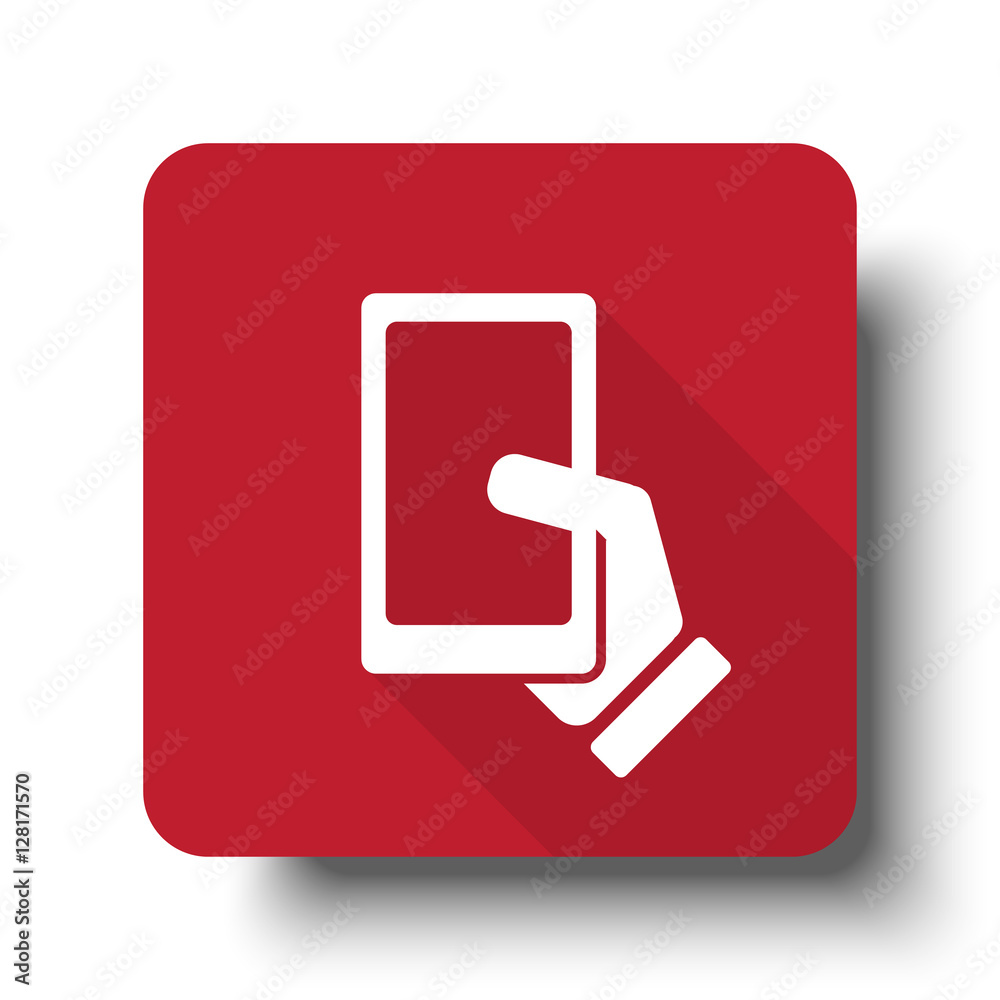 Flat Smartphone web icon on red button with drop shadow Flat Smartphone web icon on red button with drop shadow