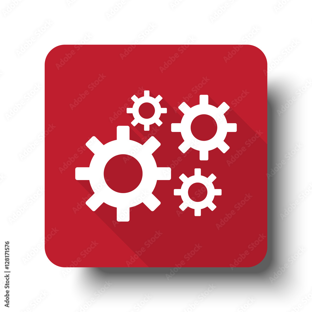 Flat Process web icon on red button with drop shadow Flat Process web icon on red button with drop shadow