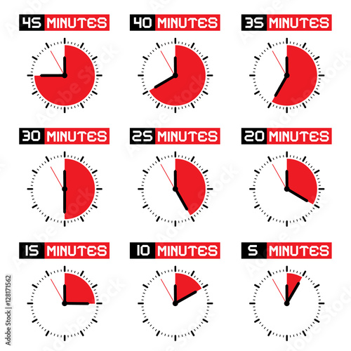 Stopwatch Set. Countdown Clock. Vector Time Icons Set Isolated on White Background.