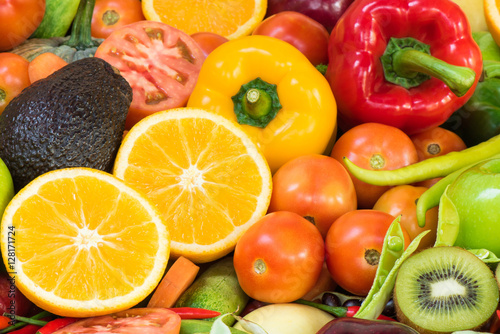 Arrangement Fresh fruits and vegetables for healthy