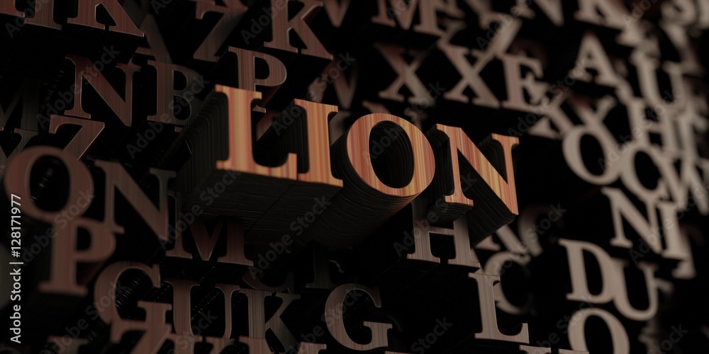 Lion - Wooden 3D rendered letters/message.  Can be used for an online banner ad or a print postcard.