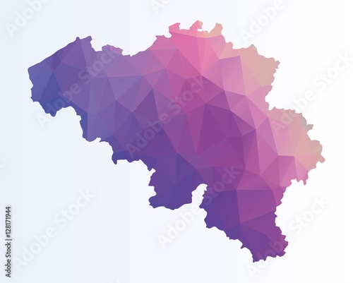 Canvas Print Polygonal map of Belgium