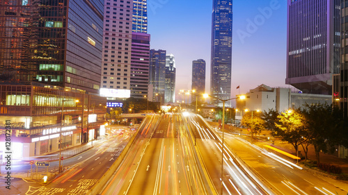 Hong Kong city and traffic of street