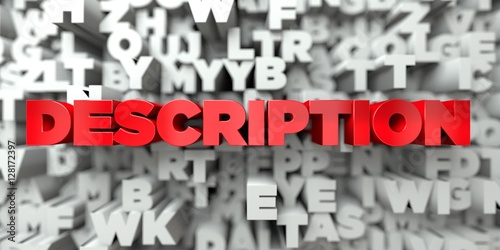 DESCRIPTION -  Red text on typography background - 3D rendered royalty free stock image. This image can be used for an online website banner ad or a print postcard.