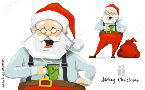 Santa Claus drinking hot coffee