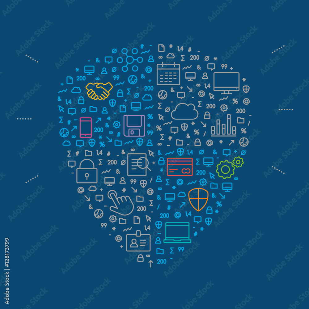 Business protection symbol isolated on the dark blue background. Business protection symbol isolated on the dark blue background.