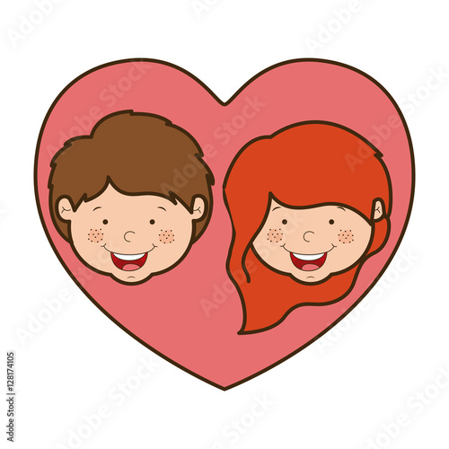 Boy and girl cartoon inside heart icon. Kid childhood little people and person theme. Isolated design. Vector illustration © grgroup