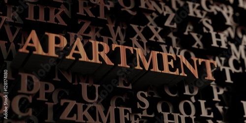 Apartment - Wooden 3D rendered letters/message. Can be used for an online banner ad or a print postcard.