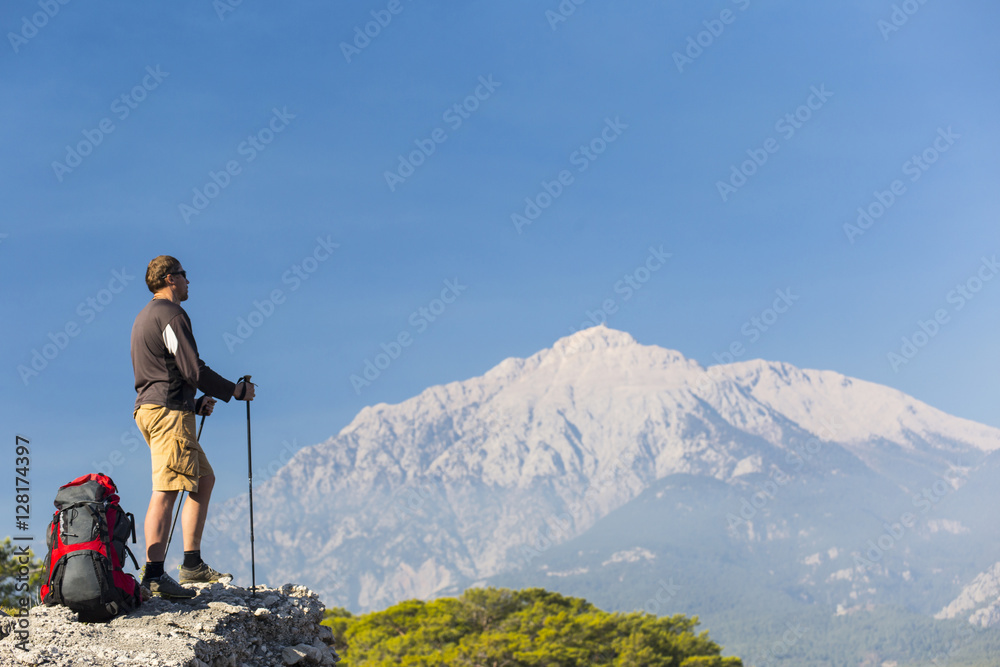 Naklejka premium Summer hiking in the mountains.