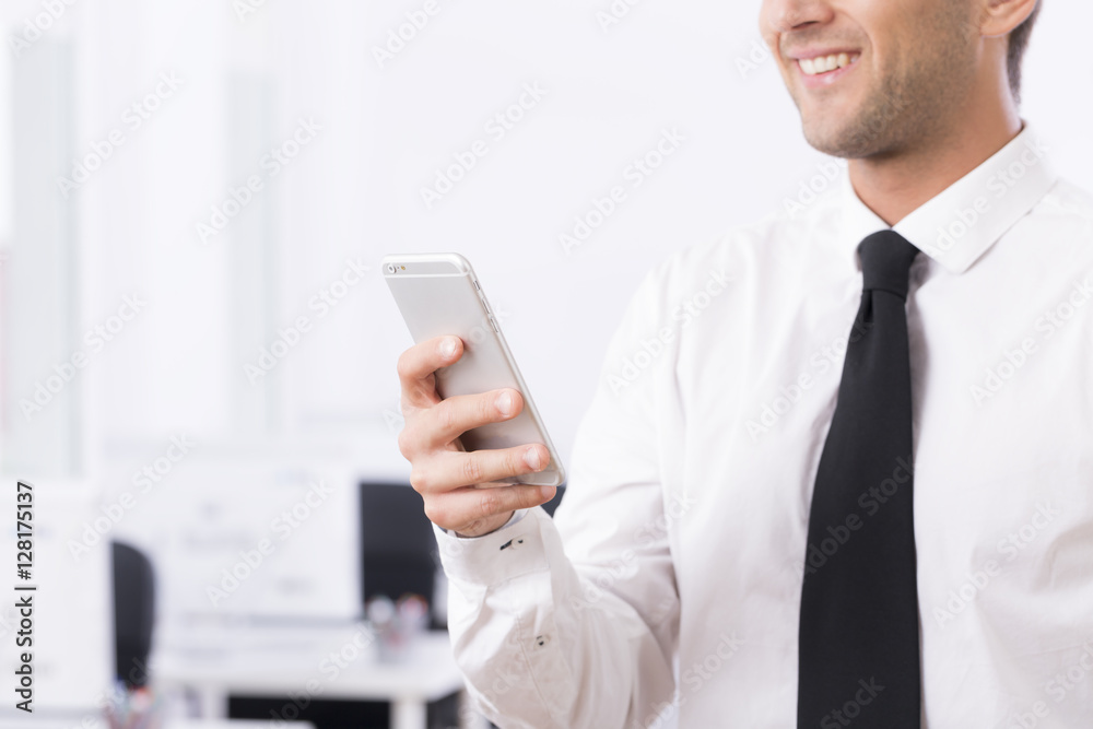 Elegant man choosing phone number