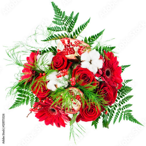 Fototapeta Naklejka Na Ścianę i Meble -  bouquet of fresh flowers in the winter style, christmas, isolate