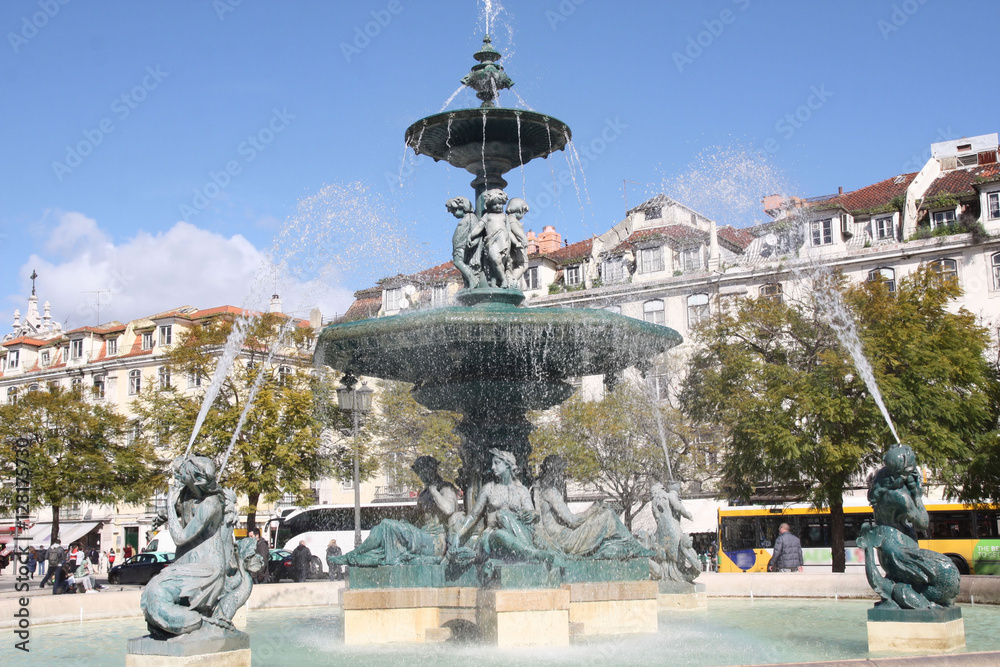 Lisbonne, la fontaine du Rossio