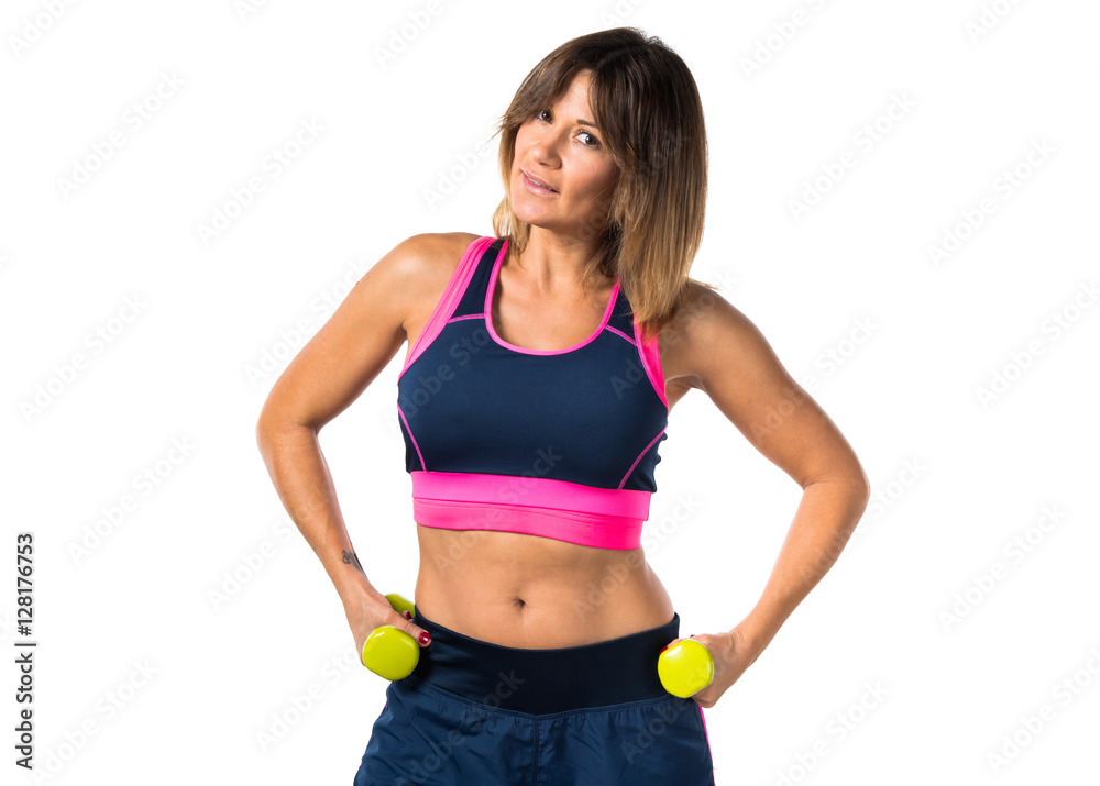 Sport woman making weightlifting Sport woman making weightlifting