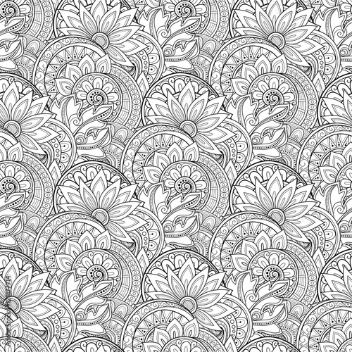 Vector Seamless Monochrome Floral Pattern