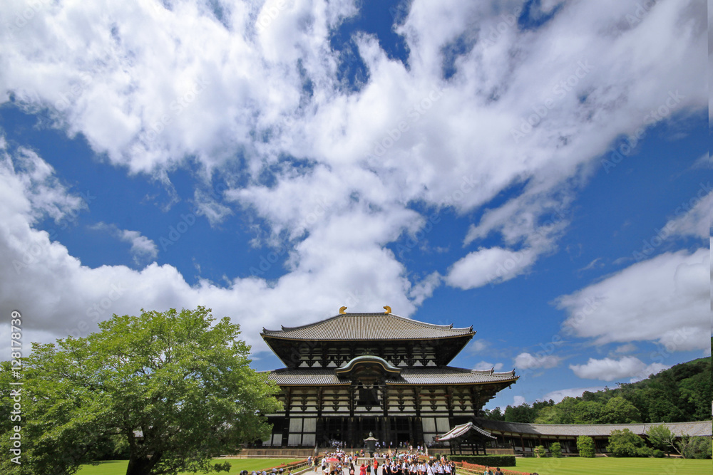 Tourist enjoy to visit Todiji temple in bright sky day. Tourist enjoy to visit Todiji temple in bright sky day.