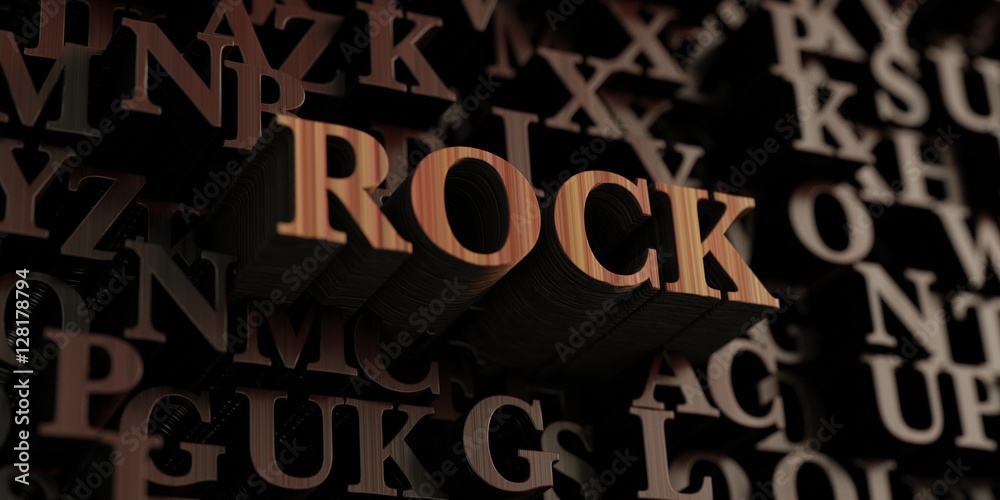 Rock - Wooden 3D rendered letters/message.  Can be used for an online banner ad or a print postcard.