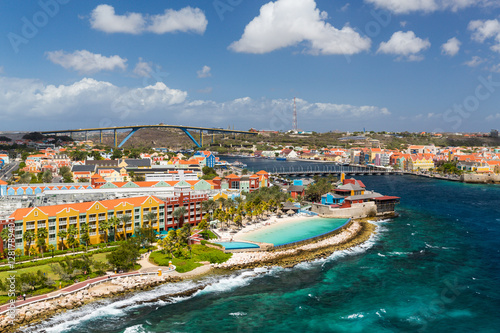 Willemstad in Curacao and the Queen Emma Bridge photo