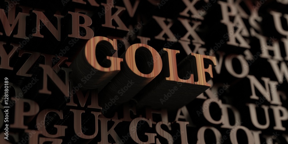 Golf - Wooden 3D rendered letters/message.  Can be used for an online banner ad or a print postcard.