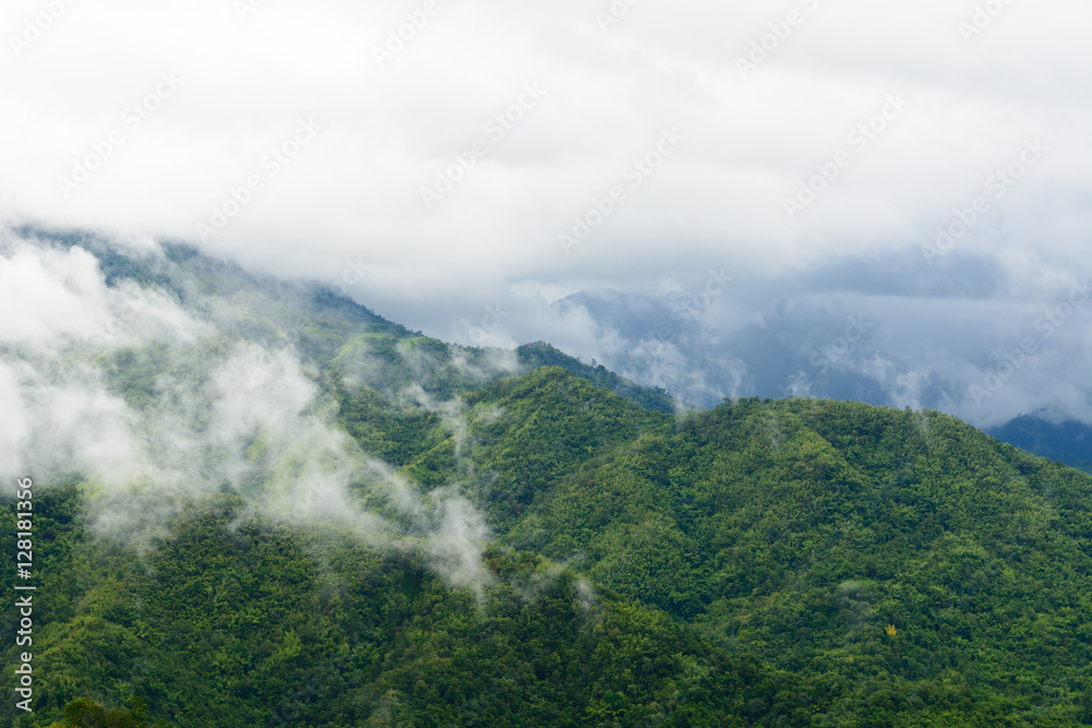 Beautiful view of cloud and mountain in rainy day